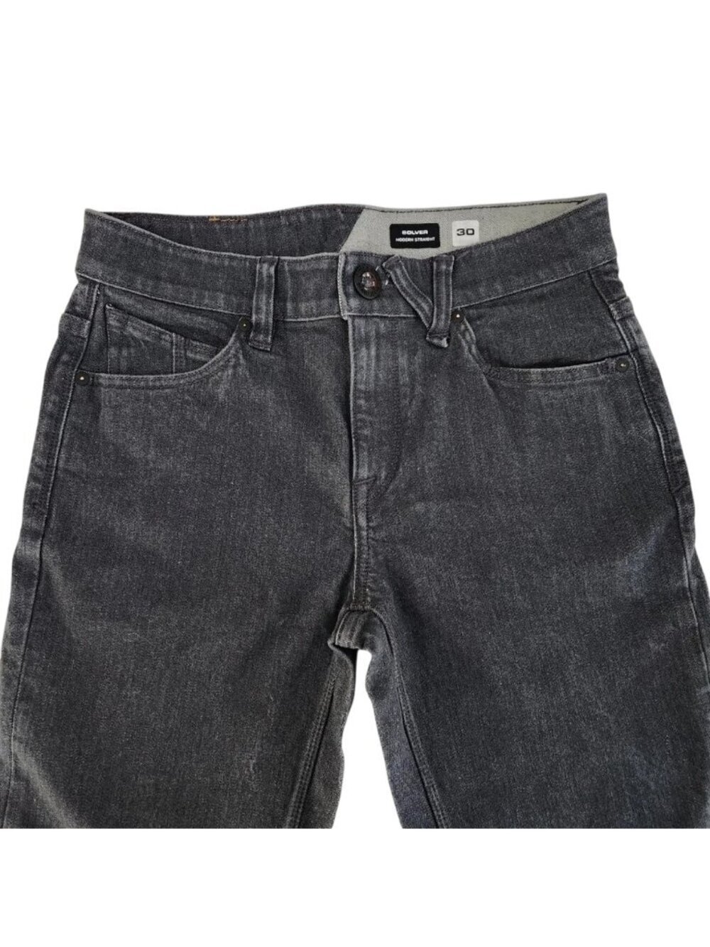 VOLCOM Dark Grey Slim Straight Jeans Solver 30